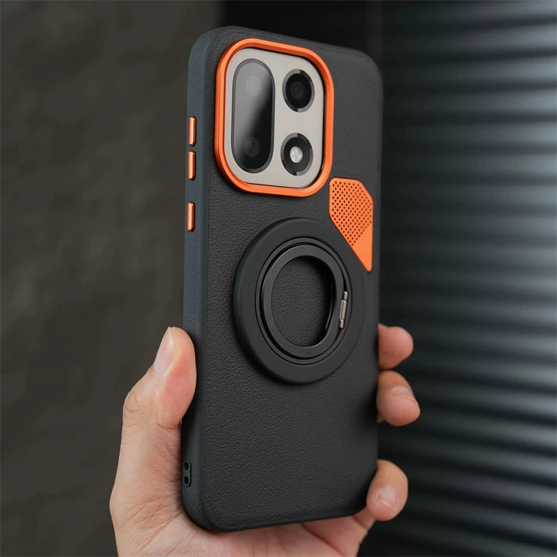 For OnePlus 15 Case Magnetic MagSafe Luxury Silicone Leather Holder Ring Back Cover For OnePlus15 5G One Plus 15 Cooling Bumper