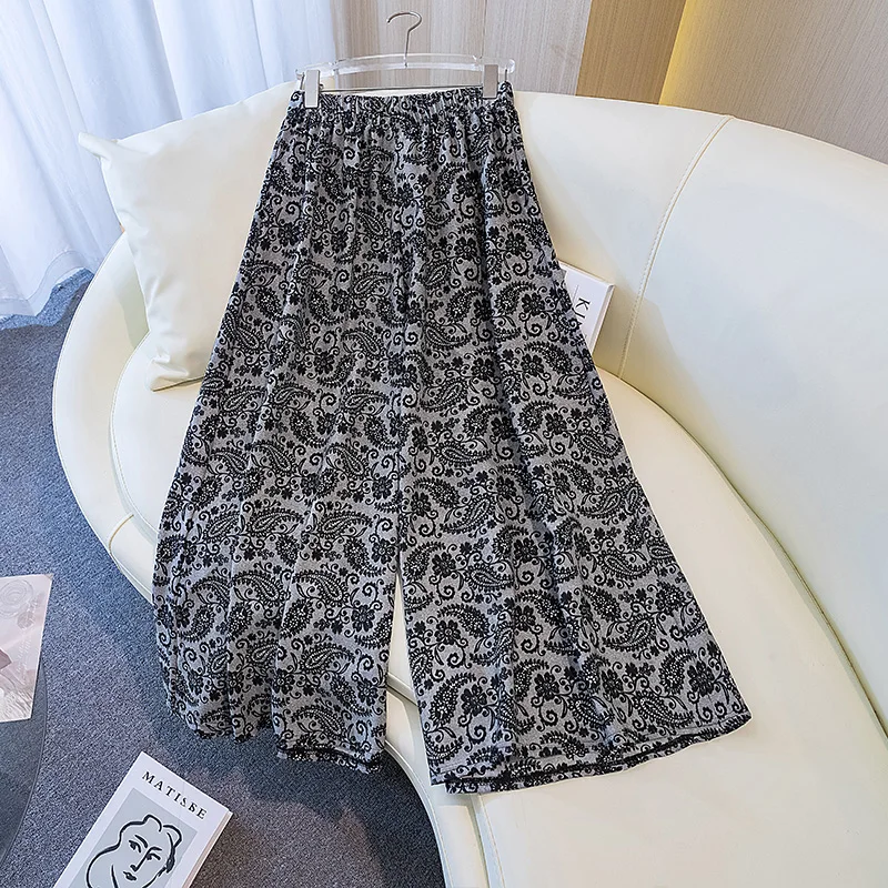 Spodnie damskie z wysokim stanem i szerokimi nogawkami, plus size, letnie, luźne, w stylu lazy Sembach, spódnico-spodnie, cienkie, z włókna poliestrowego.