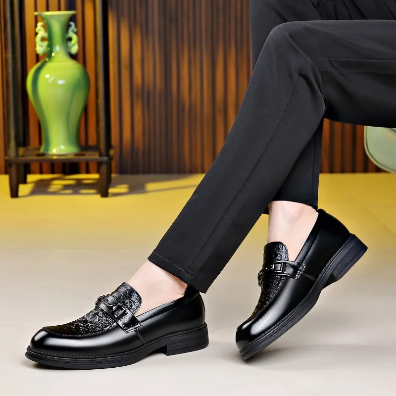 

Мужские лоферы из натуральной кожи с узором под крокодила, высококачественная нескользящая подошва, туфли для путешествий, брендовые деловые туфли из натуральной кожи