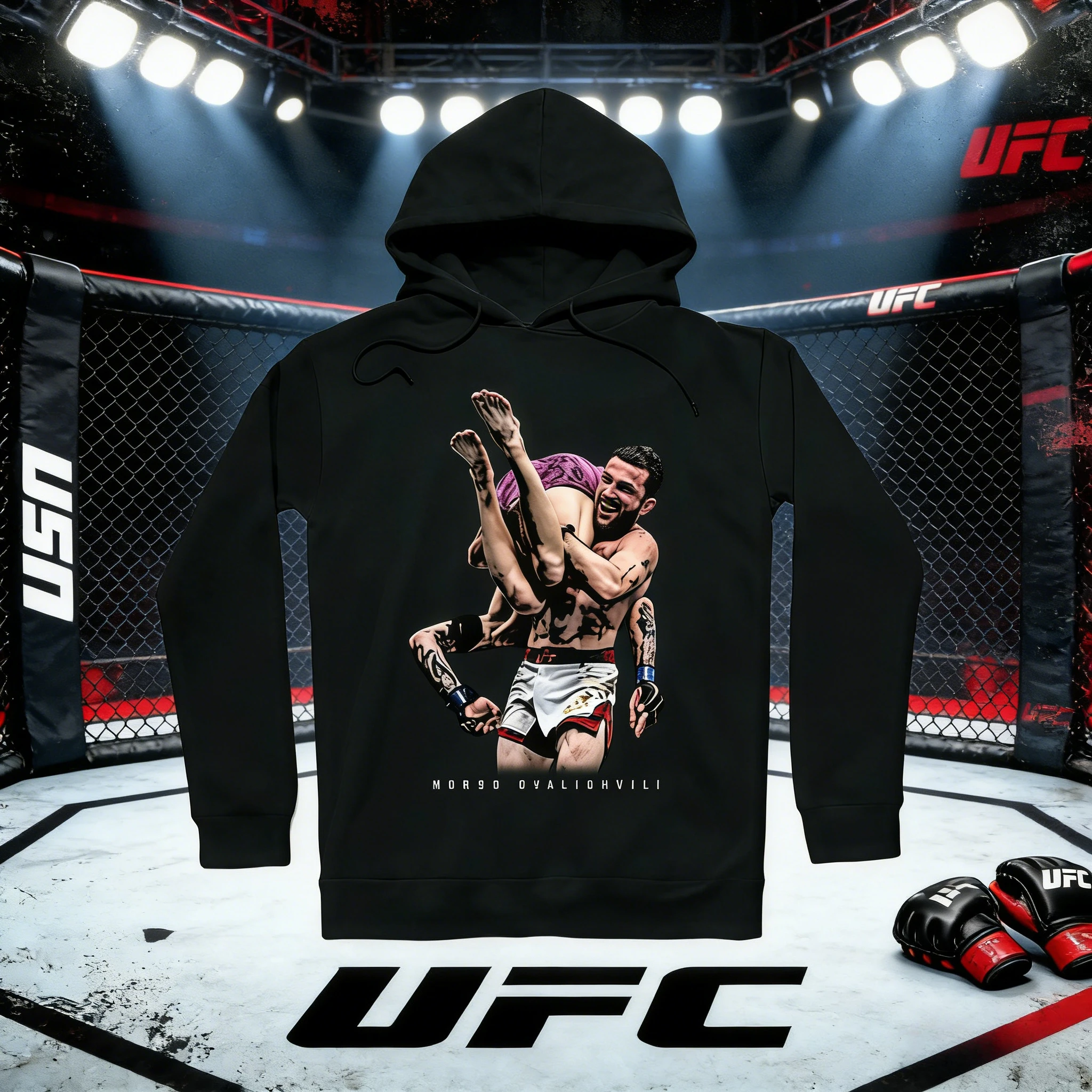 

UFC Merab Devaliashvili 2026, осенне-зимняя коллекция, дышащая спортивная одежда из чистого хлопка с капюшоном, подходит для мужчин и женщин