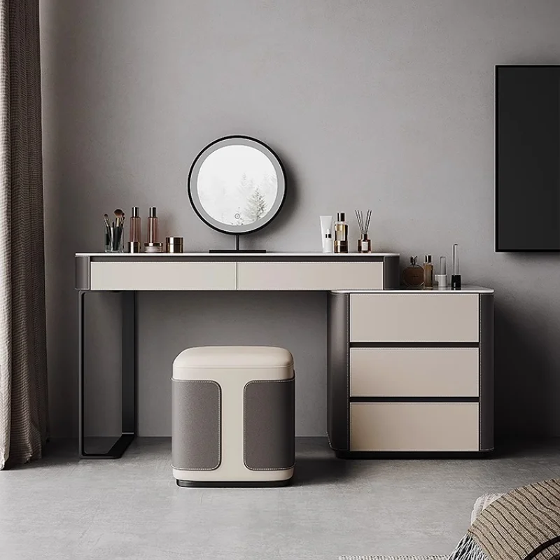 

Storage Saddle Skin Dresser Makeup Nordic Drawer Mirrors Dressing Table Luxury Modern Coiffeuse De Chambre Room Furniture