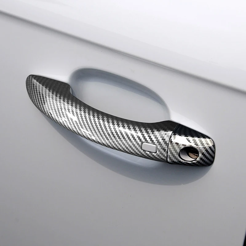 Carbon Fiber Color Door Handle Frame Decoration Cover Trim For Audi A4 B8 Q3 Q5 Car Styling Doorknob Exterior Accessories