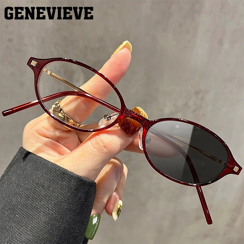 GENEVIEVE Small-Frame Design Women's Photochromic Anti Blue-ray Reading Glasses Polarized Sunglasses Customizable Prescriptions