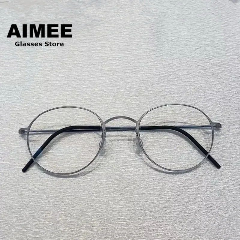 Denmark Brand Pure Titanium Ultralight Glasses Frame Men Women Round Screwless Eyeglasses Korean High Quality Designer Eyewear