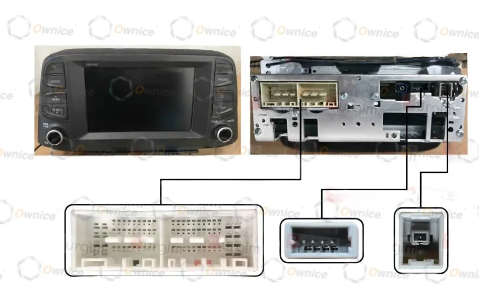 Ownice 10.1 Quadlock Car Android Radio Frame for HYUNDAI Encino Kona 2018 2DIN Fascia Stereo Panel 16PIN Harness Wire Canbus Box