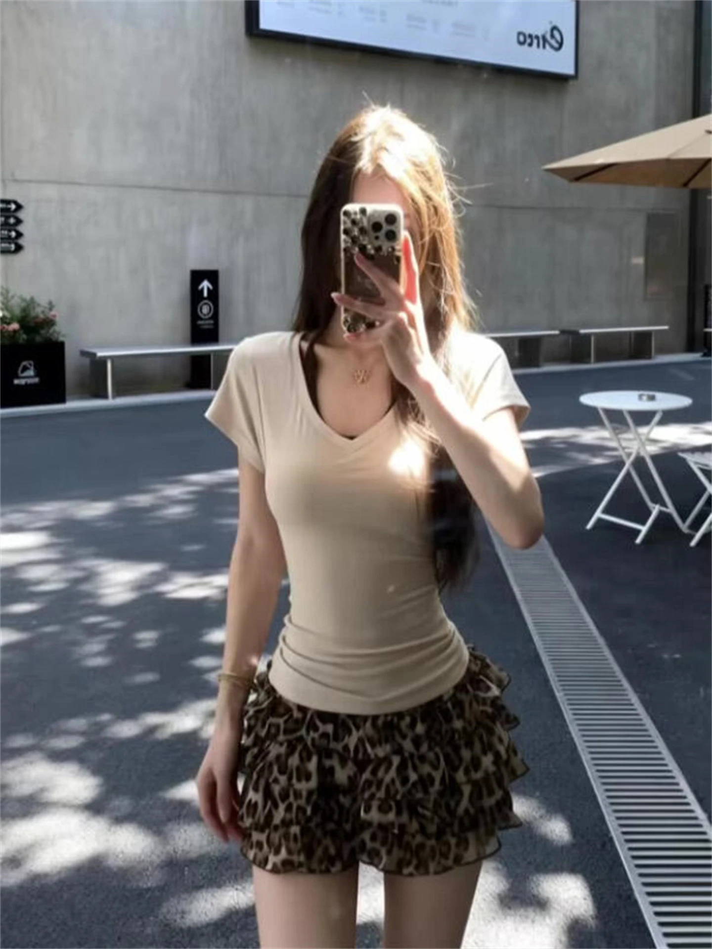 High Waist A-Line Short Skirt with Cake Hemline Leopard Print Women's Summer Casual Skirt Puffy Sister MM Youth Teenage Girl