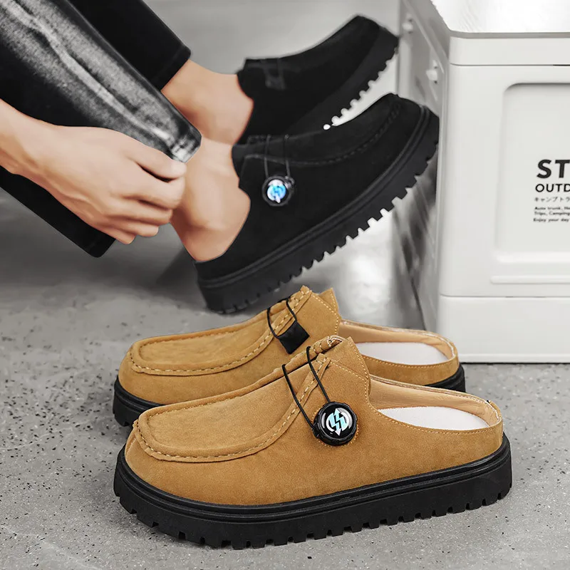 Summer Quality Selection Designer Velvet Breathable Rotary Buckle Men Shoes Outdoor Men's Sandals Boken Half Toro Zapatos Hombre