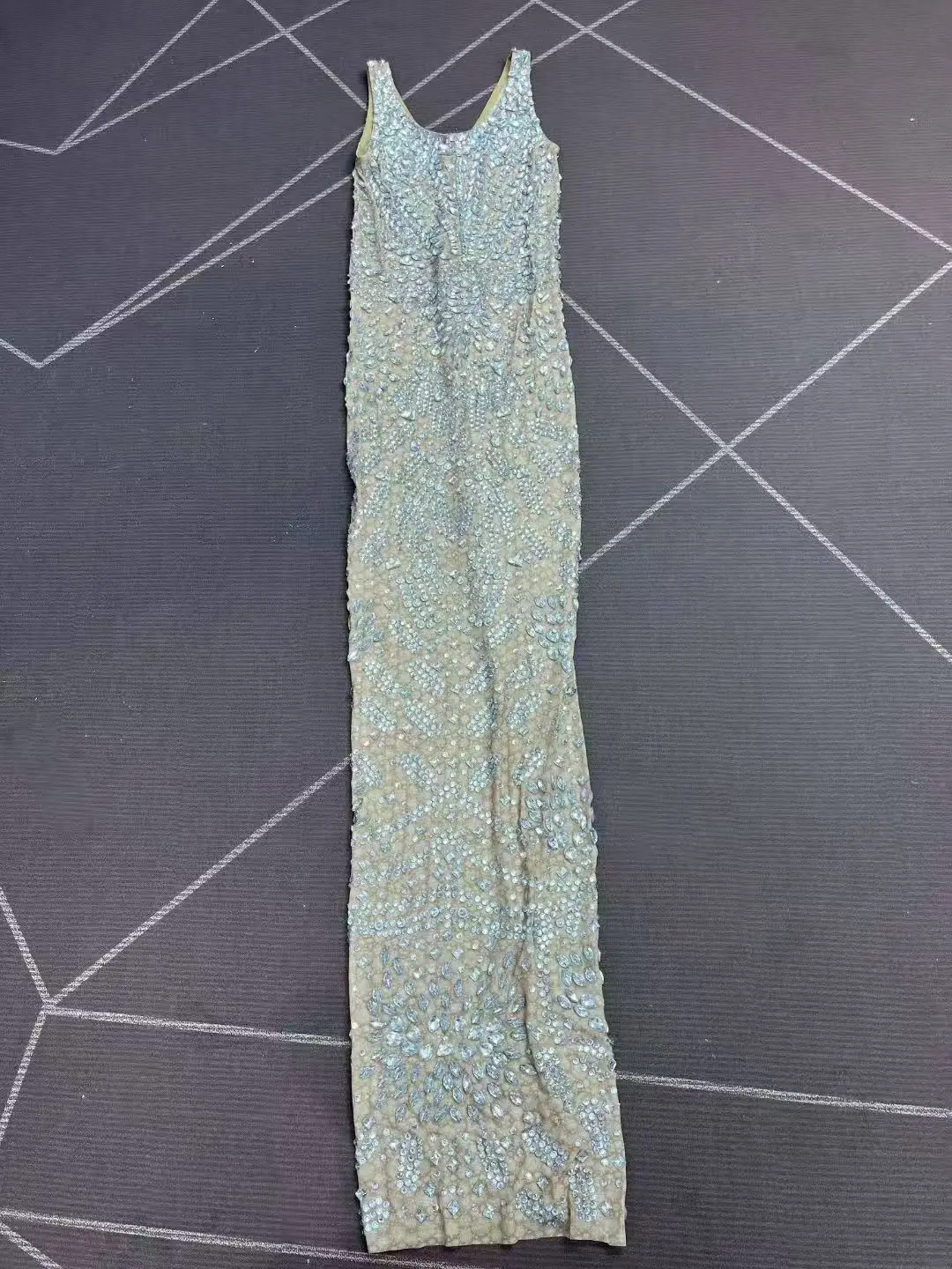 Sexy piscando prata strass sem mangas cultivo maxi vestido feminino noite casamento vestidos elegantes festa tapete vermelho wear