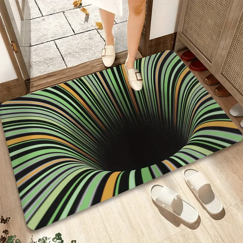 

1 шт. 3D Illusion Swirl Mat — нескользящий внутренний коврик из полиэстера с красочным вихревым дизайном для спальни, игровой комнаты и домашнего декора