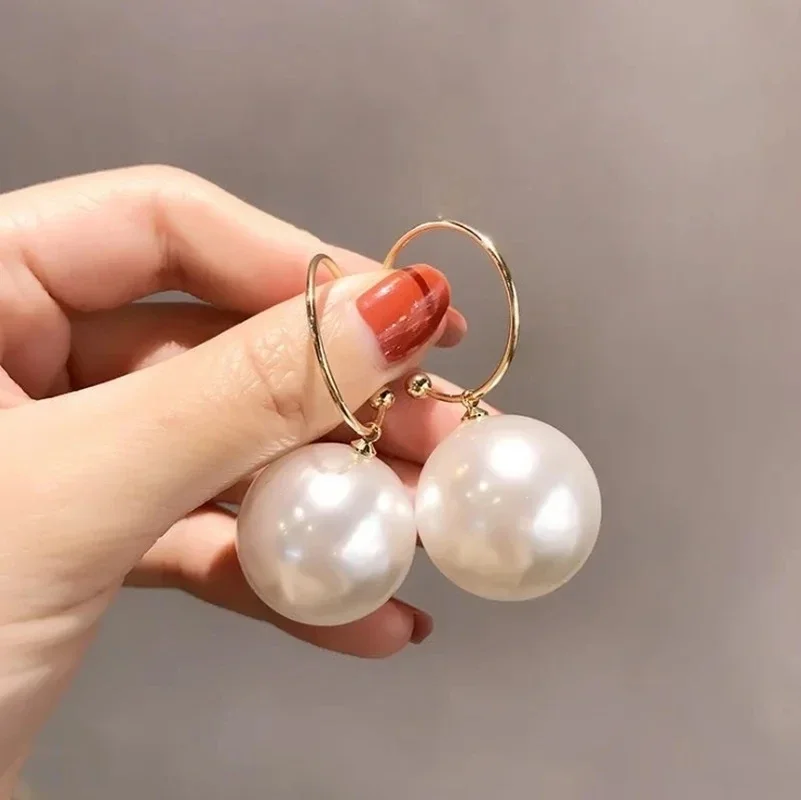 Classic Large Women\'s Imitation Pearl Drop Earrings Girls Hypoallergenic Earrings Elegant Wedding Party Jewelry Gifts