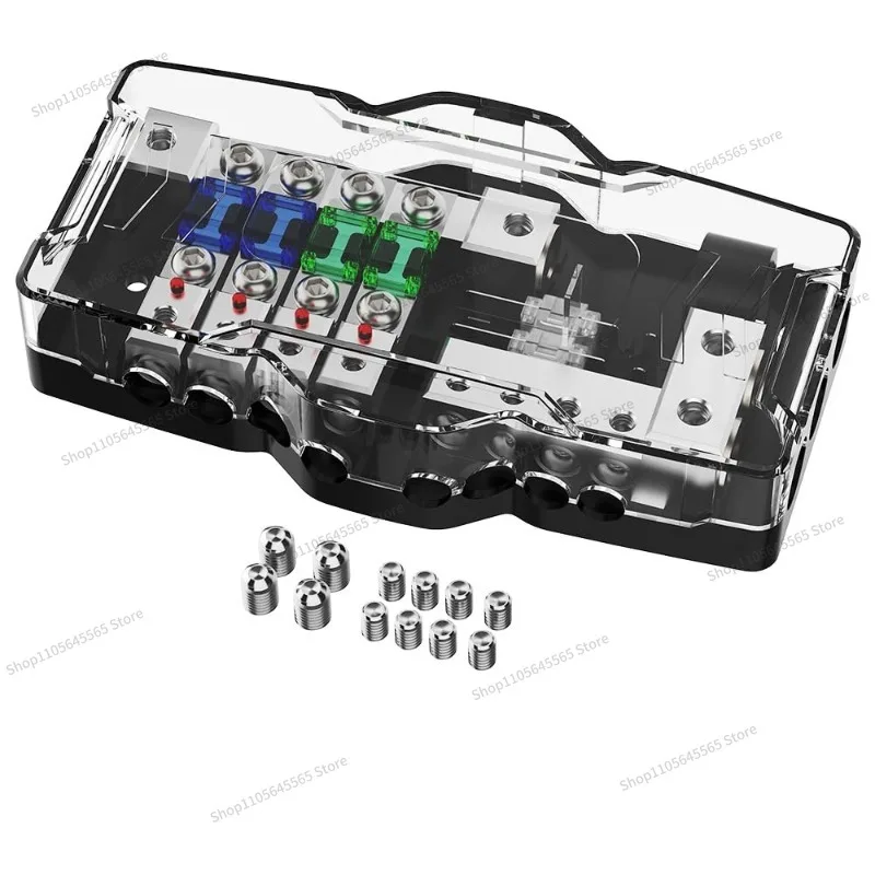 For car audio 4-way 2-in 4-out fuse holder Multifunctional fuse box with LED light  fuse