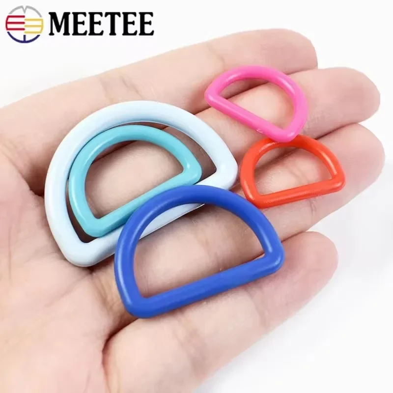 50Pcs Meetee 15-38mm D Ring Plastic Buckles Webbing Belts Connector Clasps Bag Strap Adjust Loop Hooks DIY Handbag Accessories