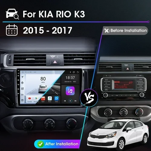 Imagen 2 del producto Android Auto Carplay para Kia RIO K3 2015 2016 2017 Radio de coche sistema inteligente reproductor Multimedia pantalla estéreo 2 Din unidad principal