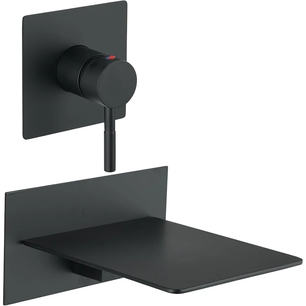 

Matte Black Wall-Mounted High Flow Brass Single Handle Bathtub Faucet with Waterfall Tub Filler for Modern Bathrooms