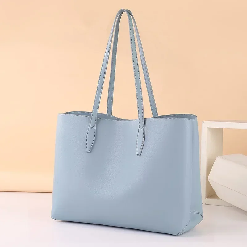 2024 Casual PU Leather Large Capacity Tote Bags for Women Fashion Solid Retro Color Zipper Female Shoulder Bag Ladies Handbag