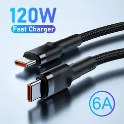 Cable USB tipo C de carga rápida para móvil, cargador de 120W PD para iPhone 16, 15 Pro Max, Realme, Xiaomi, Samsung, Oneplus, Macbook