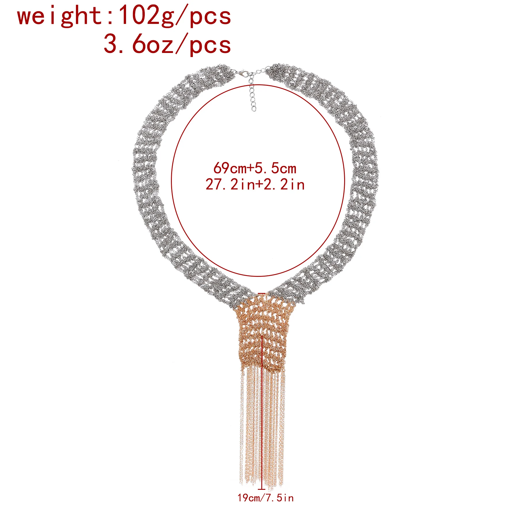 Multilayer Vintage Alloy Chains Mesh Choker Necklaces for Women Fashion Long Tassels Statement Jewelry Female Neck Accessories