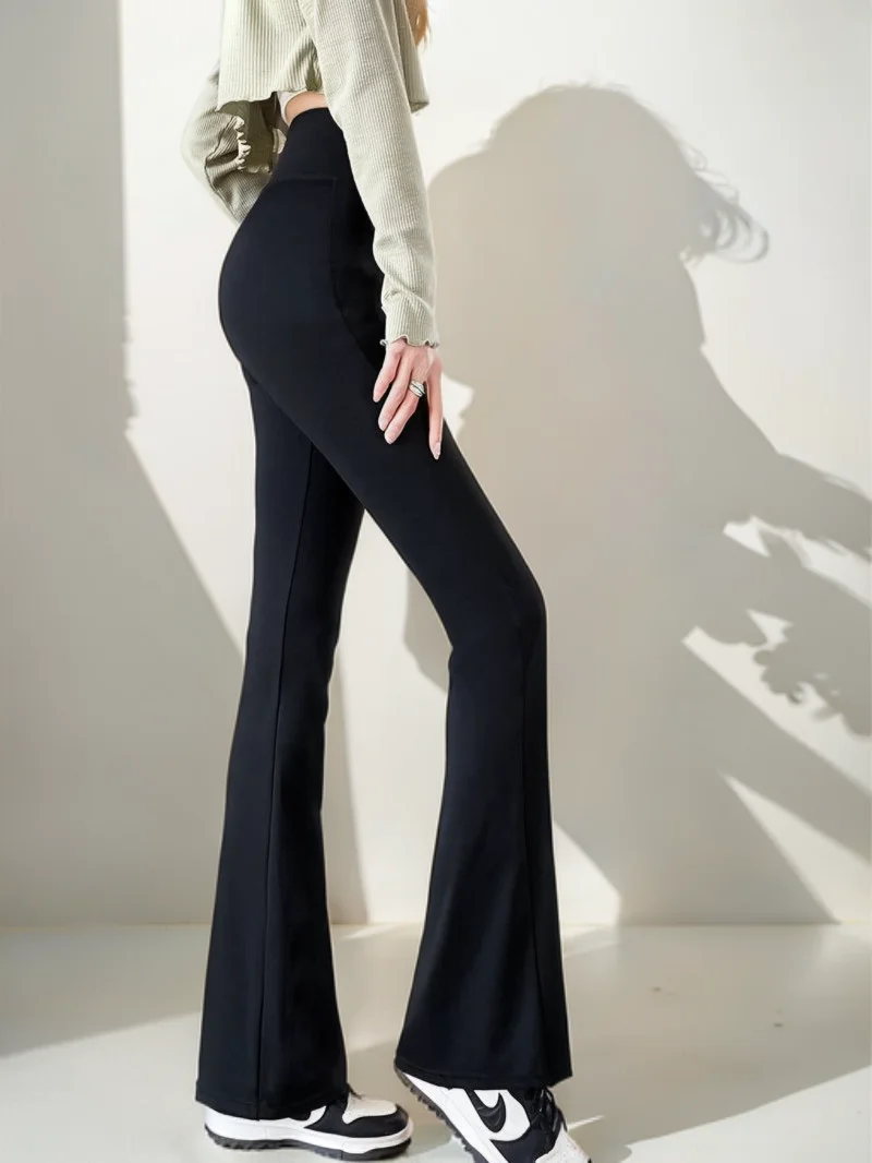 طماق النساء أربعة مواسم نمط اقتصاص أحدث رمادي فاتح نمط Harajuku الأخضر الترفيه شريط الطباعة الصوف مبطن Mujer #3