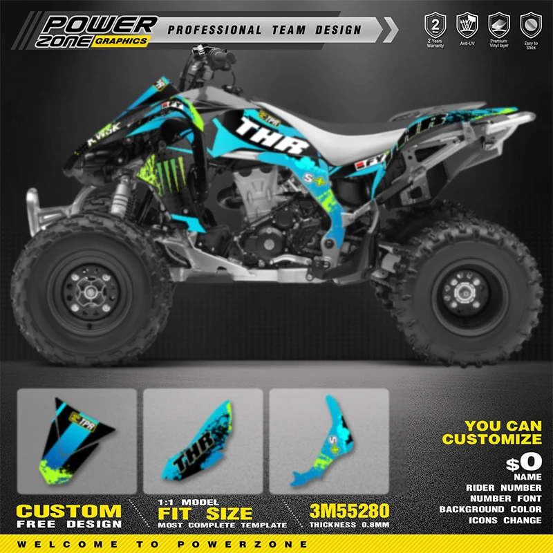 

PowerZone Custom Team Graphics Backgrounds Decals Stickers Kit For KAWASAKI KFX 450 450R Stickers 01