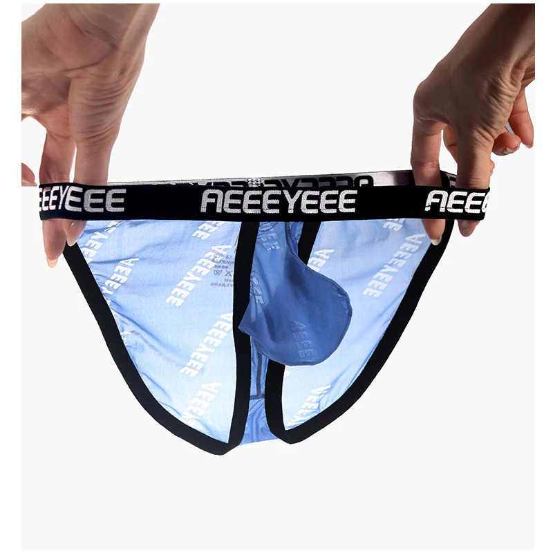 Herren-Unterwäsche aus Eisseide, U-förmiger Beutel, ultradünne Slips, sexy, atmungsaktiv, hoch geschnitten, niedrige Taille.