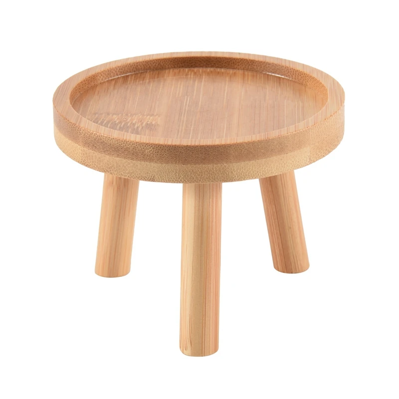 

Hot 4X Wooden Plant Stand Flower Pot Base Holder Stool High Stool Balcony Succulent Round Flower Shelf For Indoor Outdoor