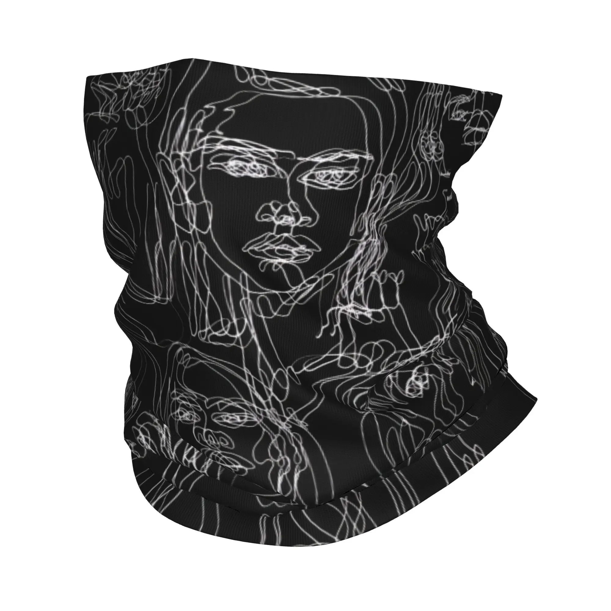Custom Abstract Face Neck Gaiter Men Women Windproof Winter  Bandana Scarf for Ski