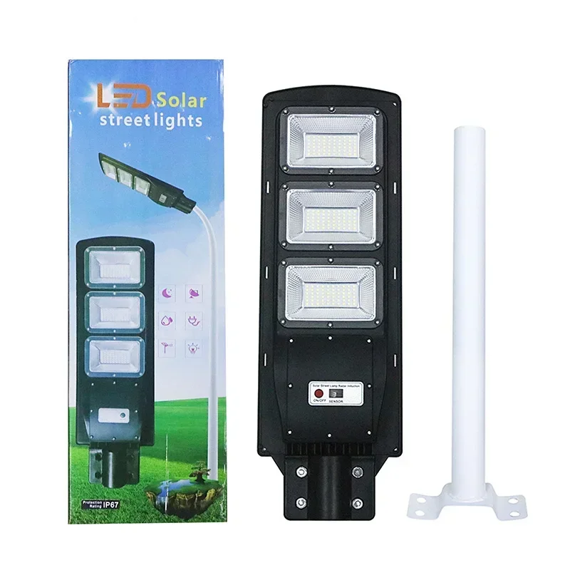 Solar Led Outdoor Street Lights with Radar Sensor 300W Road Lighting with Remote Control Security Flood Light