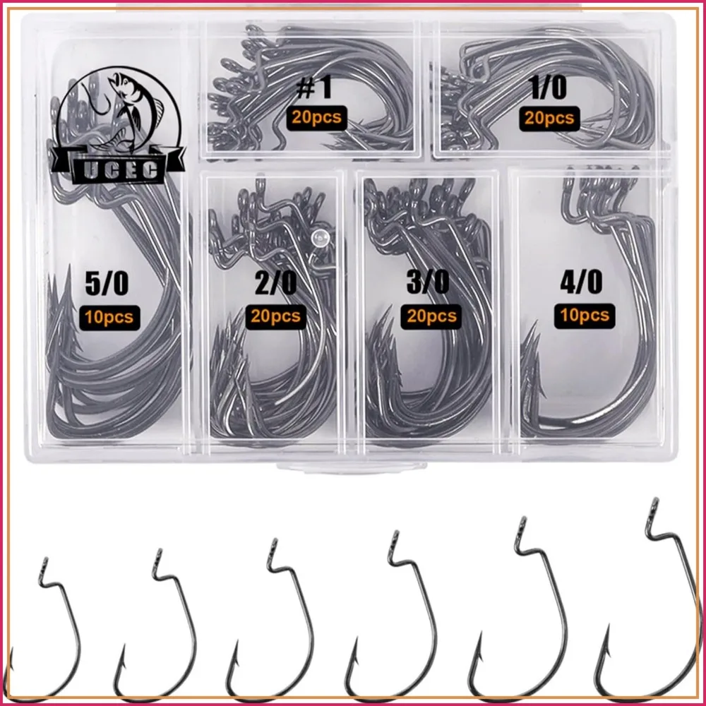 Premium EWG Offset Worm Hooks for Fishing
