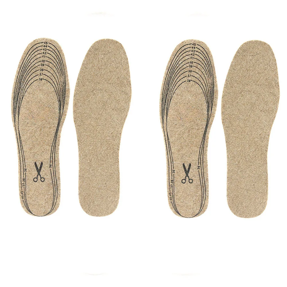 Winter insoles designed with thickened wool felt layers shock absorbing technology and multisize customization for