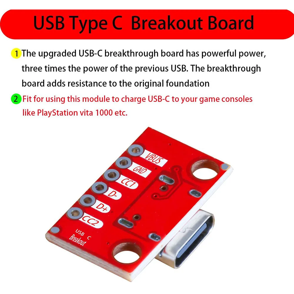 5PCS/Lot USB Type-C Breakout Board Serial Basic Breakout Female Connector Type PCB Converter Board (5 PCS)