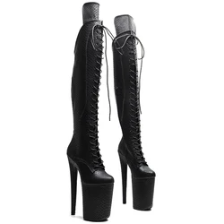 Leecabe   23CM/9inches Snake  PU  closed toe   fashion  lady  High Heel platform  Pole Dance boots