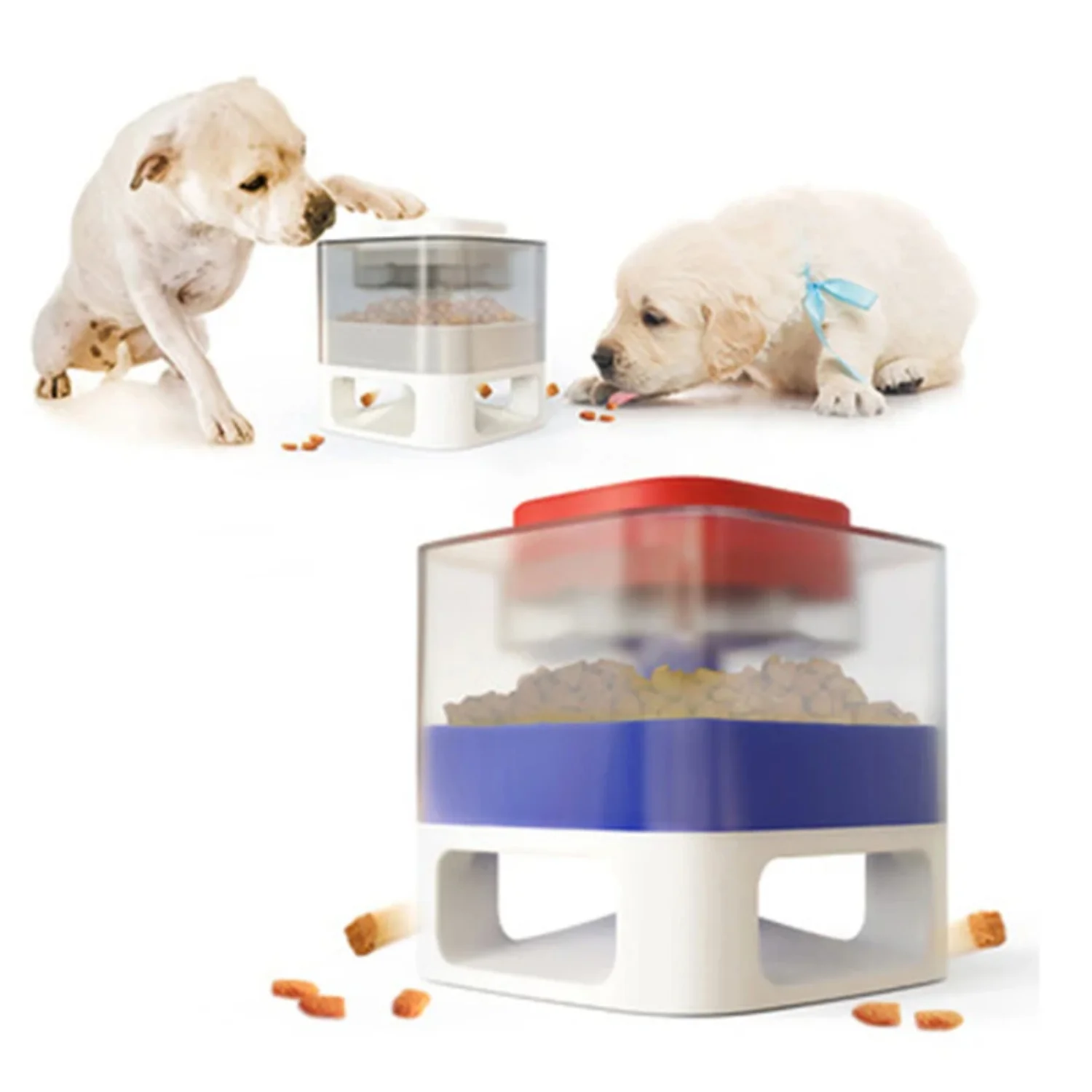 Interactive Slow Feeding Pet Feeder Bowl for Dogs - Elastic Press Feeders for Fun Training - Puzzle Toy Food Dispenser