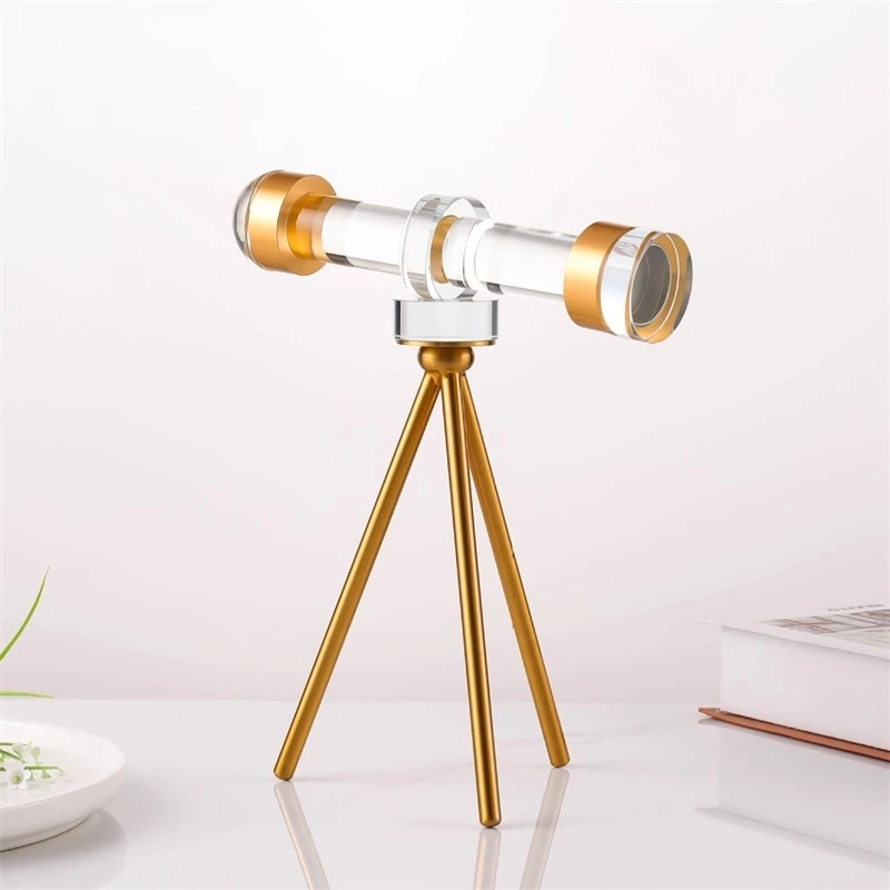 Scaled Astronomy Telescope Miniature Crystal Glass Model Hobby Ornament Study Decor Office Desktop Craft Souvenir