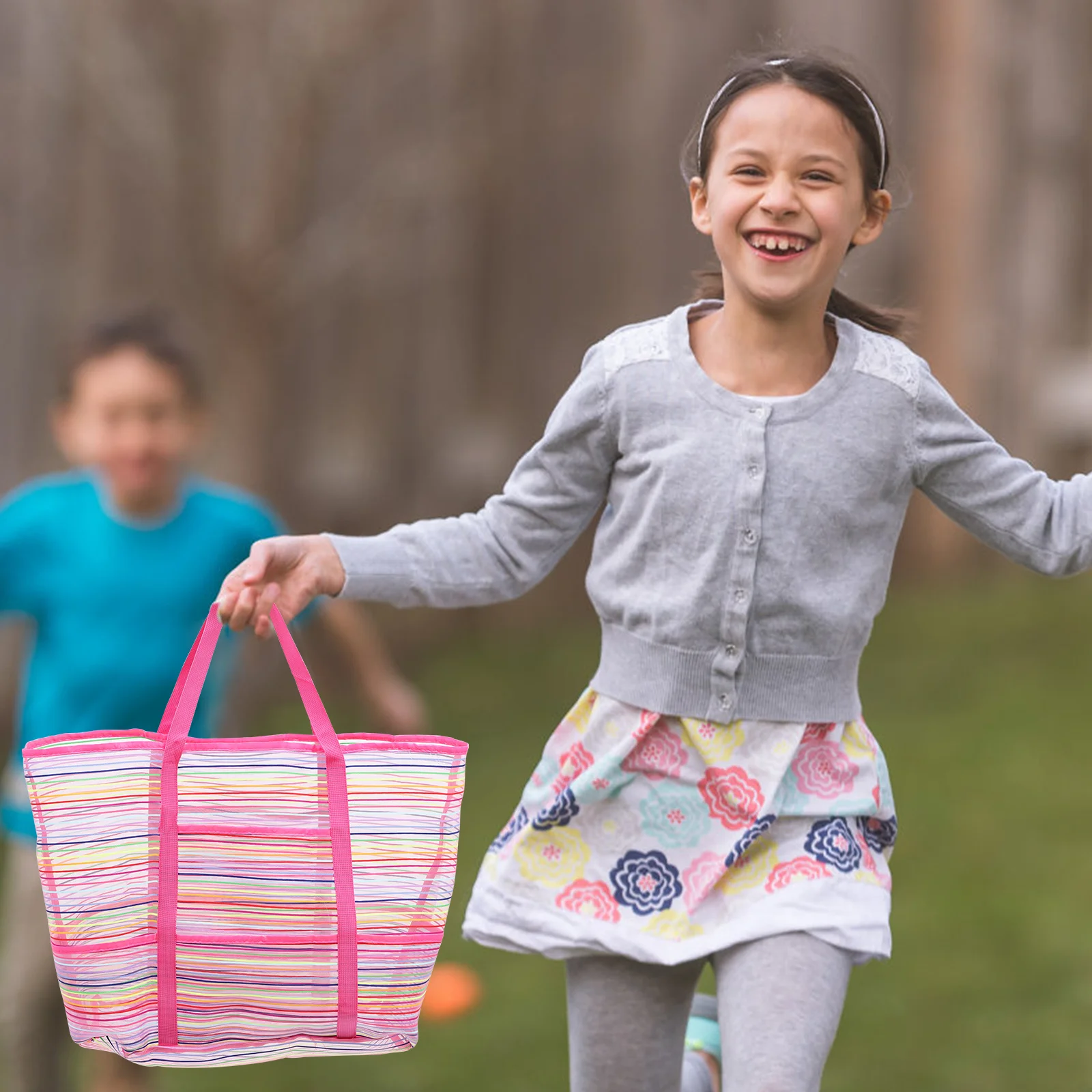 Sacs de plage en maille légère pour enfants, 2 pièces, pochettes de rangement colorées et durables, organisateur de voyage, sacs de jouets de plage colorés