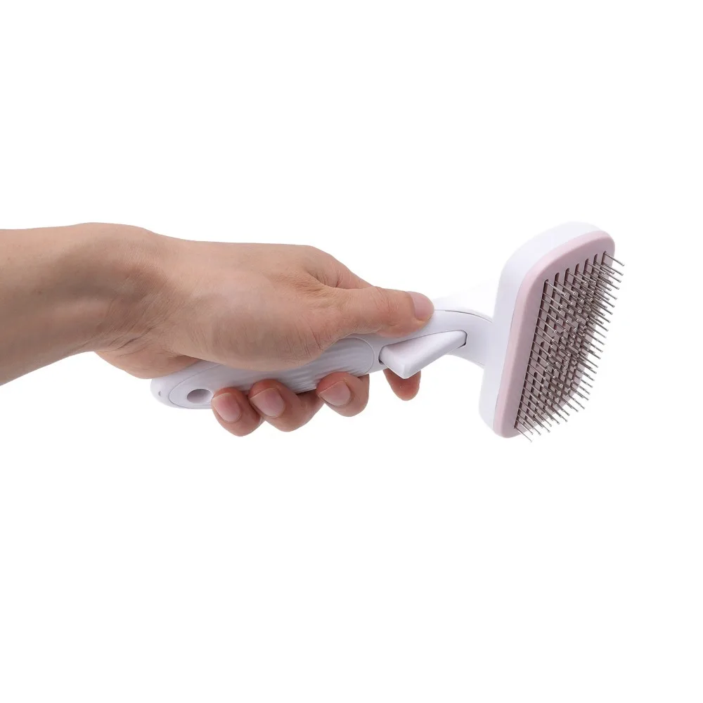 Smooth Metal Pin Pet Hair Brush Dense Pin Layout Smooth Round Tip Cat Floating Hair Comb Light Weight Frame Ergonomic Grip