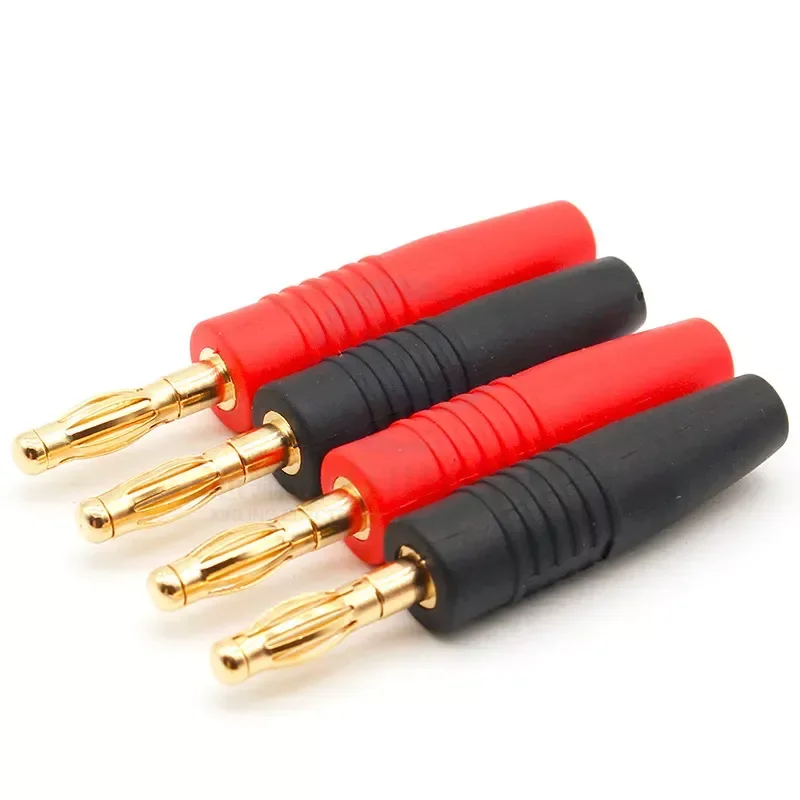 4pcs 4mm Plugs Gold Plated Musical Speaker Cable Wire Pin Banana Plug Connectors