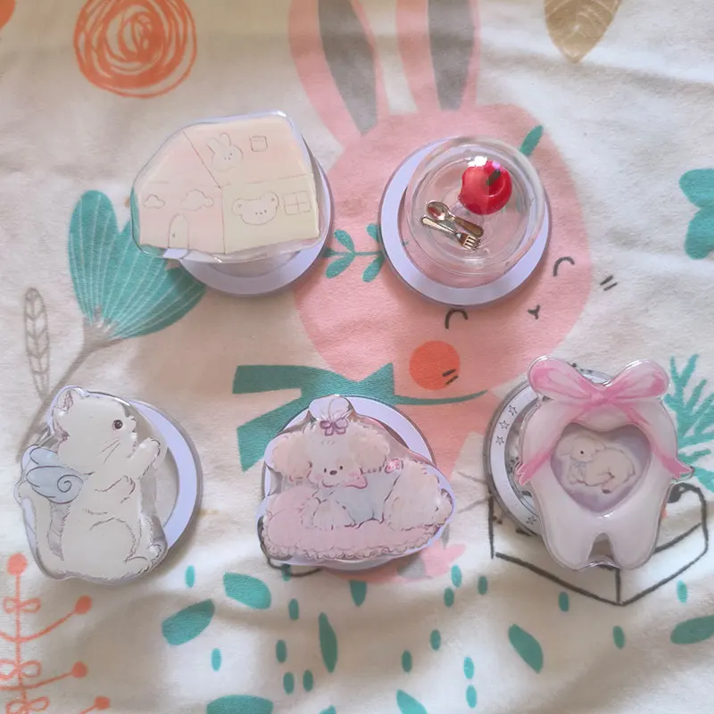 

Cartoon 3D Tooth Love Heart Sheep Apple Fork Cat Dog Bowknot House Rabbit For Magsafe Mobile Phone Griptok Holder Stand Bracket