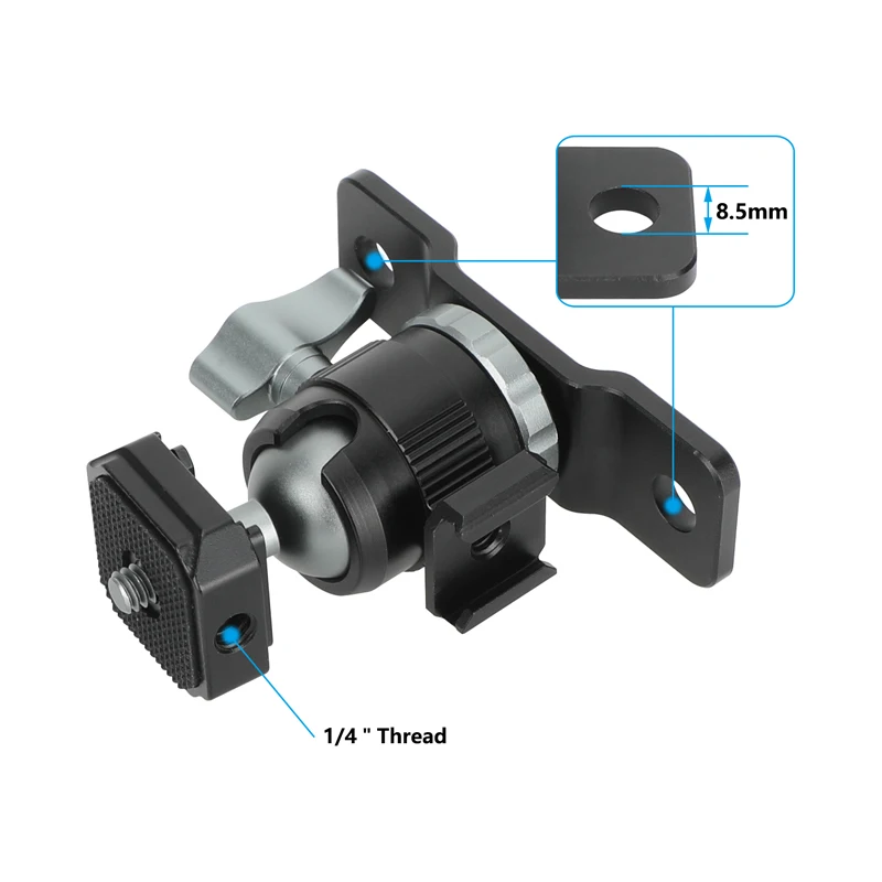 CAMVATE Multifunctional Ball Head with Wall Table Ceiling Mount 360° Rotation WIth Shoe Mount For Monitor Light Camere