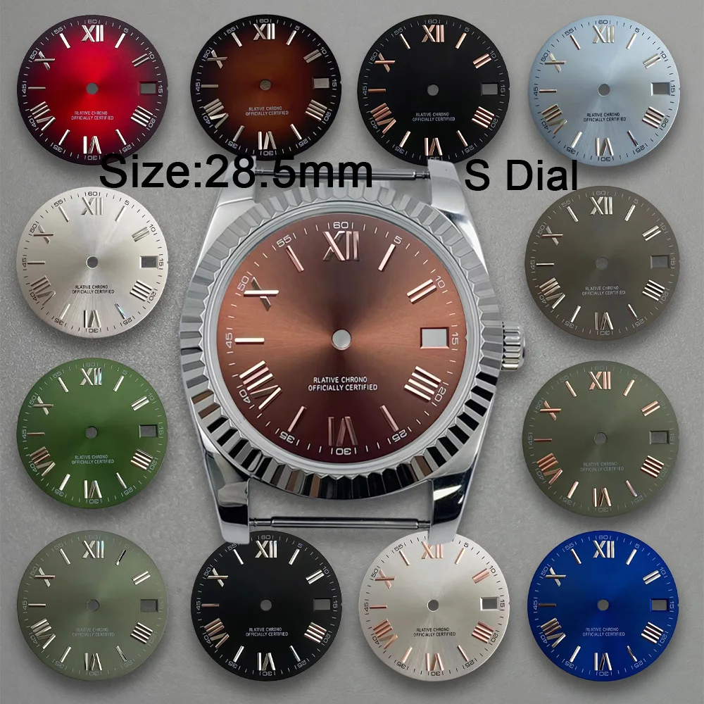 

Новый римский циферблат с логотипом S 28,5 мм, подходит для NH35/NH36, японский автоматический механизм, циферблат Sunray, модификация часов, аксессуары