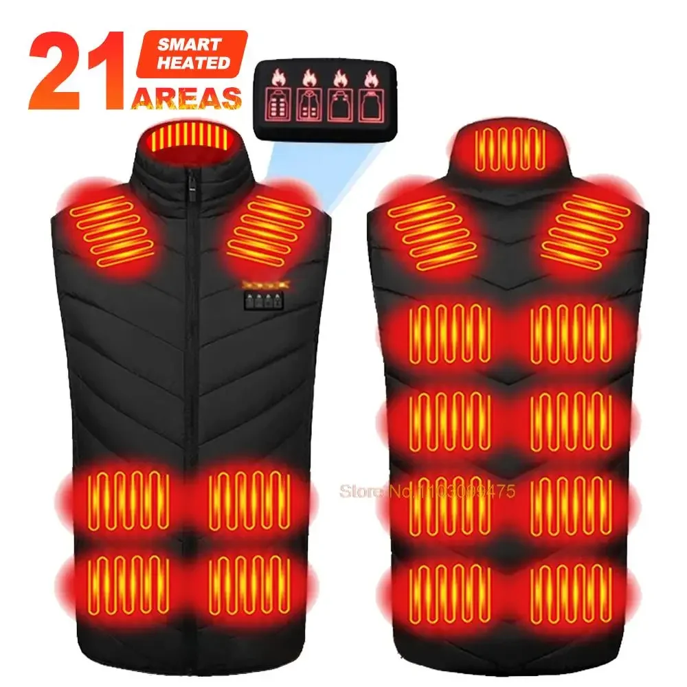 Heated Vest 2-21 Areas Men Jacket Heated Winter Womens Electric Usb Heated Tactical Jacket Man Thermal Vest USB Charging Washed