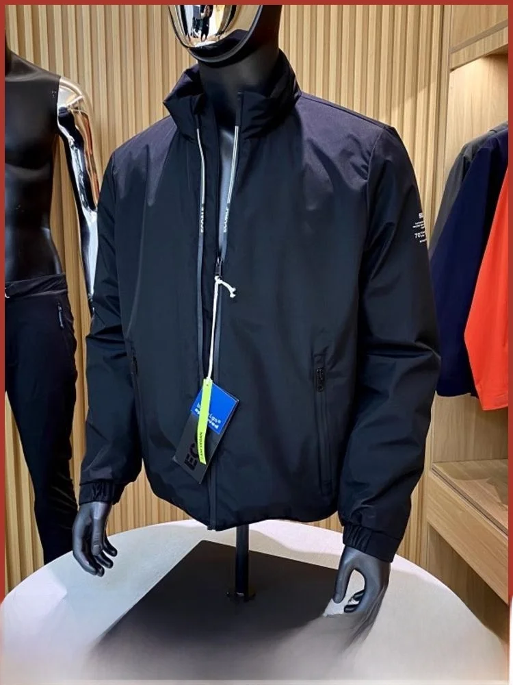 

High-End Men's Faionable Casual Cotton Jaet Warmth Environmental Protection Outerwear Thiened Long Sve Stand Fit