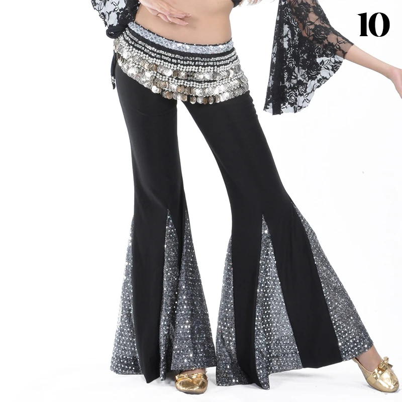 Pantalon de danse du ventre pour femmes, pantalon évasé en dentelle et mousseline de soie, Costume de princesse Bollywood indien, pantalon évasé de danse du ventre