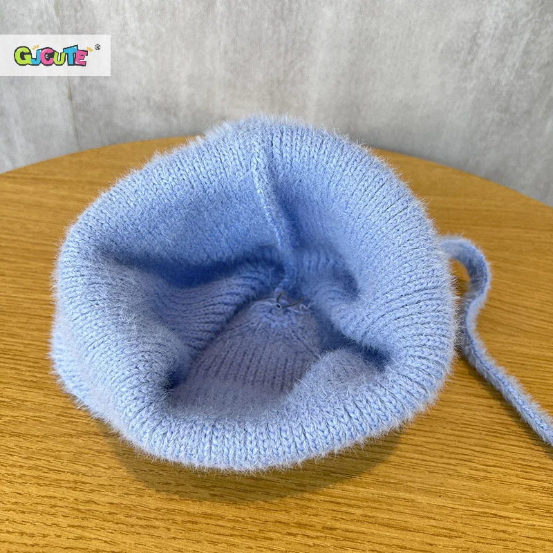 Cappello invernale da donna con paraorecchie per orecchie di gatto carino Moda berretto lavorato a maglia antivento stile Kpop Cappelli a cuffia morbidi Cappellini streetwear color caramella