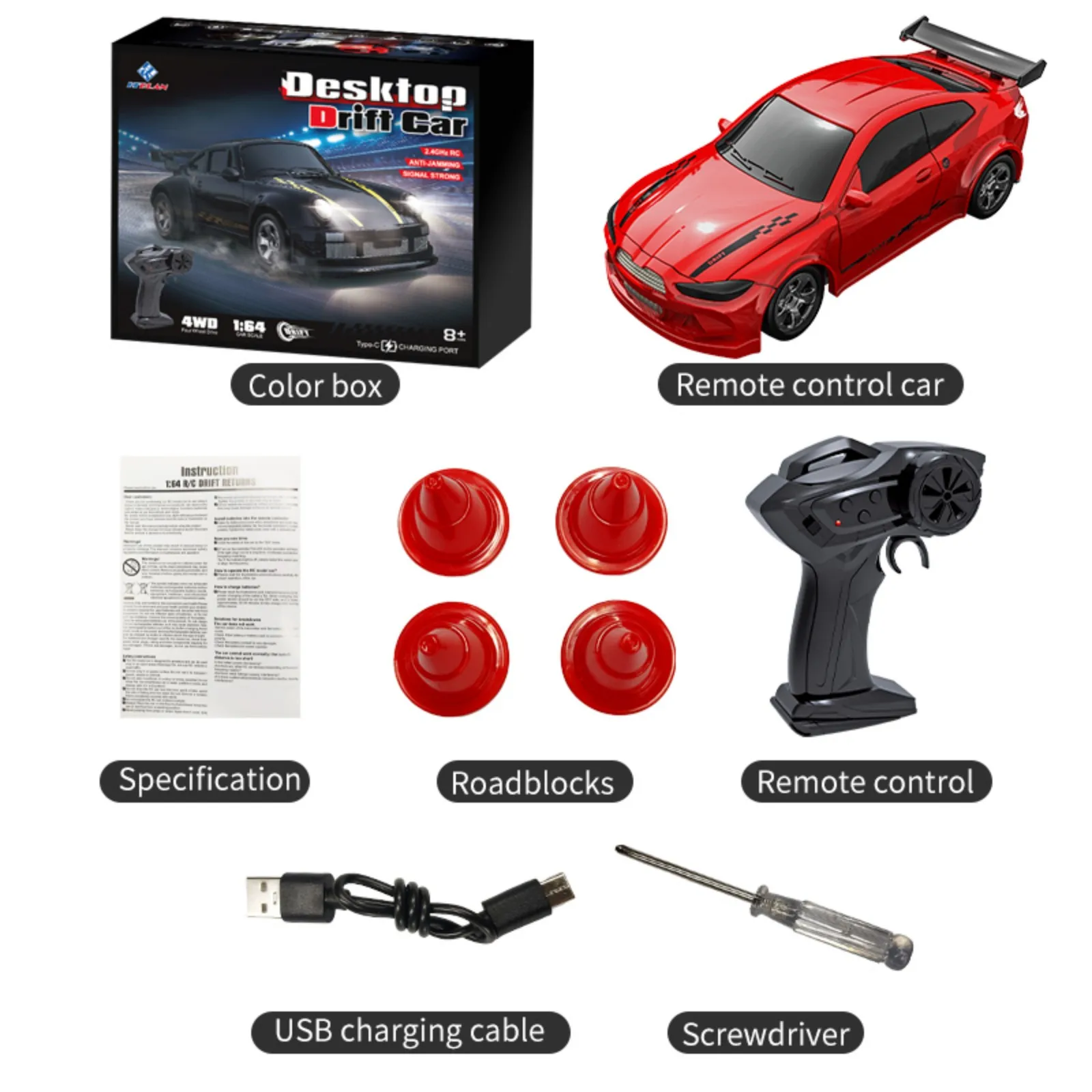 KF20 1:64 RC Drift Auto 2,4G High-Speed-Rennwagen Allrad Mini Desktop Fernbedienung Auto Elektrische Spielzeug elektrische Spielzeug Kinder