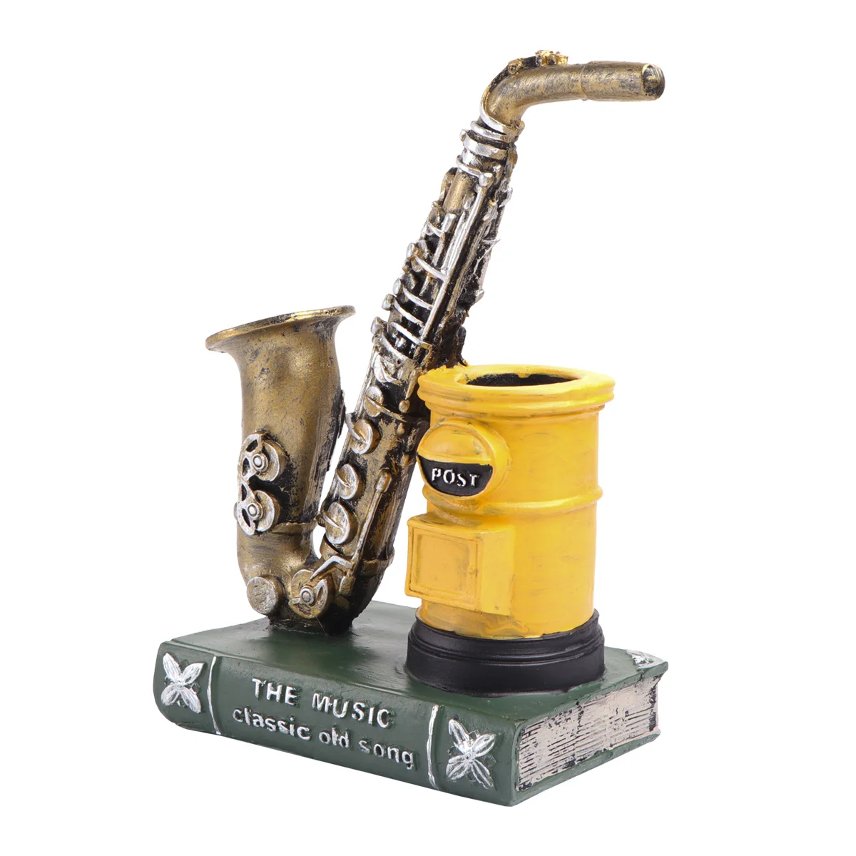 1 قطعة حامل فرشاة للمكياج الساكسفون تصميم الرجعية فرشاة حالة سطح المكتب القلم المنظم هدية أداة زخرفة حامل