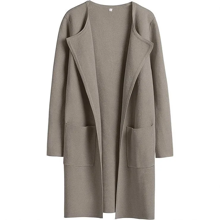 

Women Cardigan Blends Long Coats Casual Straight Wool Coat Loose Turn Down Collar Solid Splice Outwear Regular Autumn 2025