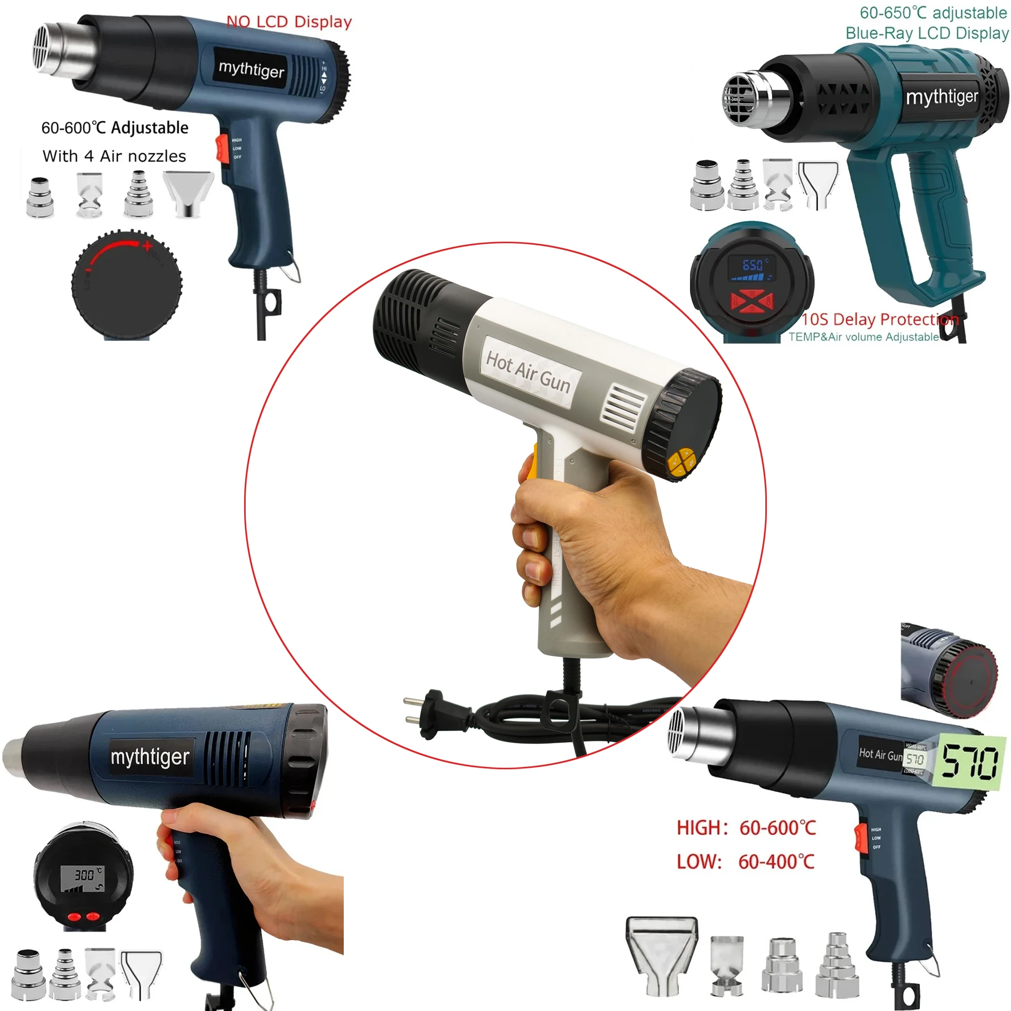 

Промышленный электрический фен с цифровым дисплеем, автомобильная пленка, тепловая пушка, осушитель воздуха для пайки, термоусадочная упаковка