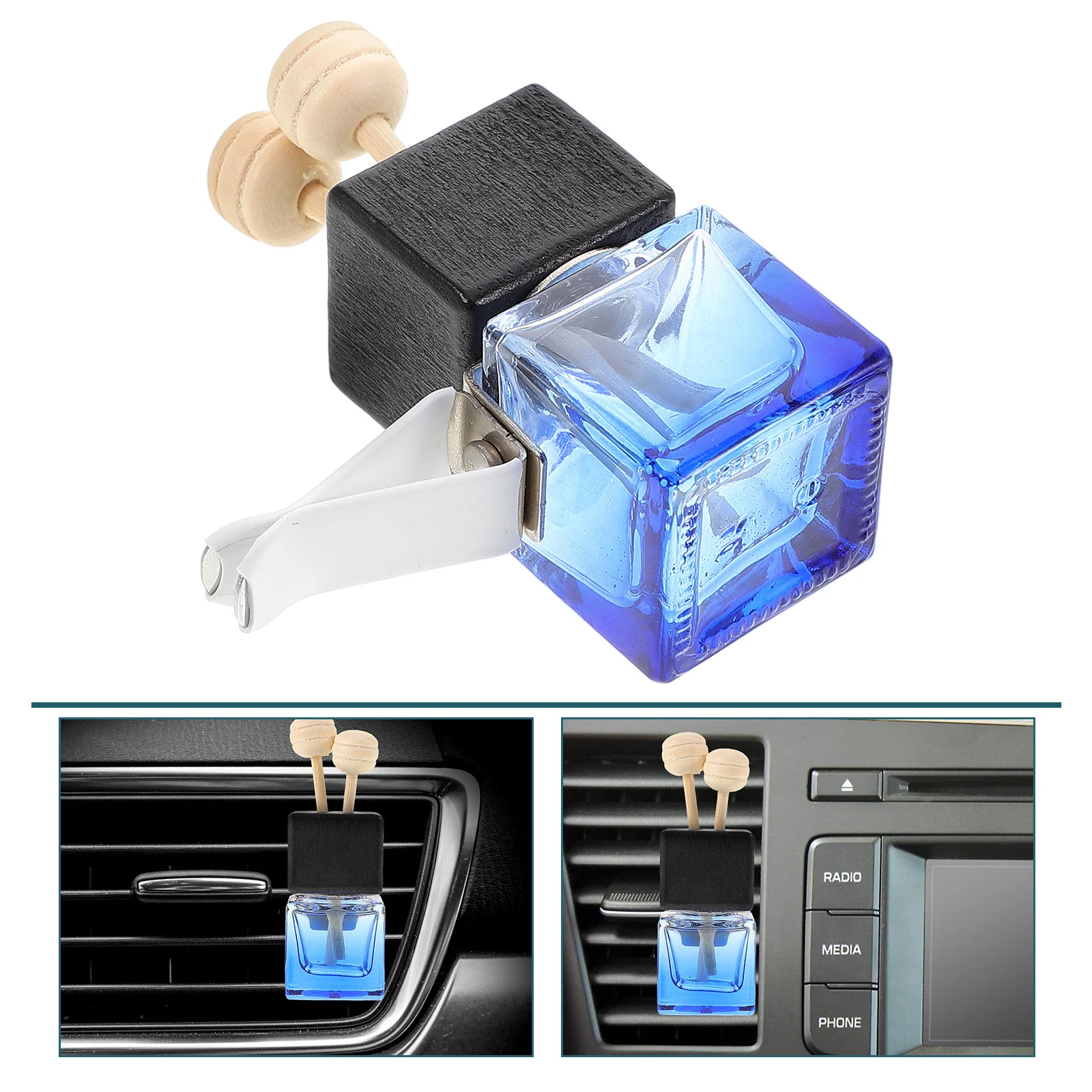 

Clear Glass Car Air Freshener Vent Clip Essential Oil Diffuser Auto Perfume Aroma Bottle Fragrance Decor for All Vehicle Models