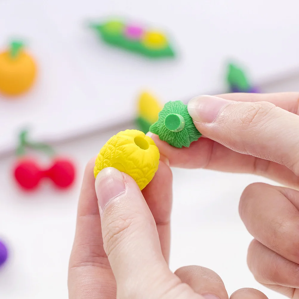

4Sets Lovely Cartoon Fruits Vegetable Erasers Kids Stationery Educational School Gifts Toddlers Erasers