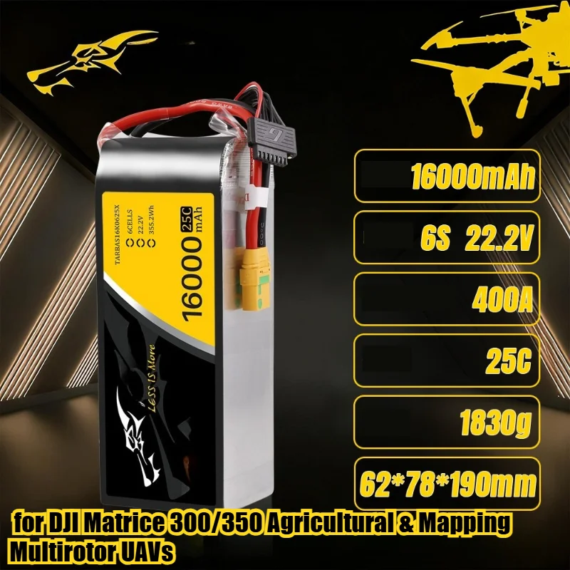 

16000mAh 25C 22.2V 6S LiPo Drone Battery for DJI Matrice 300/350 Agricultural & Mapping Multirotor UAVs High-Performance Power